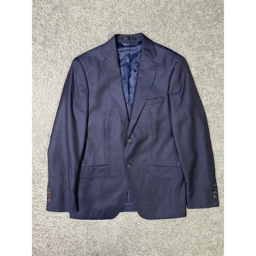 Psycho‎ Bunny Wool Blue Sport Coat Blazer Size 36R Blue Pattern